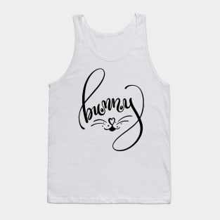 Bunny Word Art  Bunny Face Hand Lettered Design Tank Top